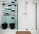 Боковая перегородка Creto Tenta 123-SP-900-C-B-8 стекло прозрачное EASY CLEAN, профиль черный, 90х200 см