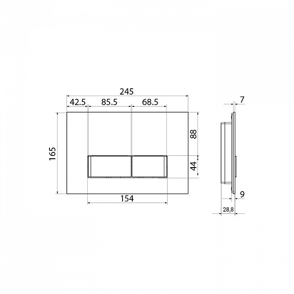 Клавиша смыва, универсальная, черное стекло, Uniglass, 010, IDDIS, UNG10GBi77
