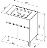 Тумба под раковину Aquanet Алвита New 70 1 ящик, 2 дверцы, дуб веллингтон белый 00303902