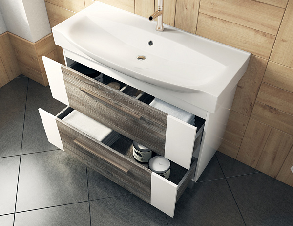 Тумба под раковину VIGO Leo 100 см Leo-2-1050(Элвис) сонома темный