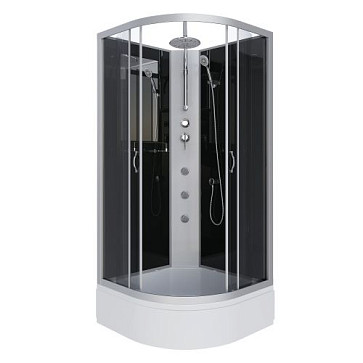 Душ.каб. NG-3503-14BKTG (800х800х2100-2400) средний поддон(26см) стекло ТОНИРОВАННОЕ 4 места