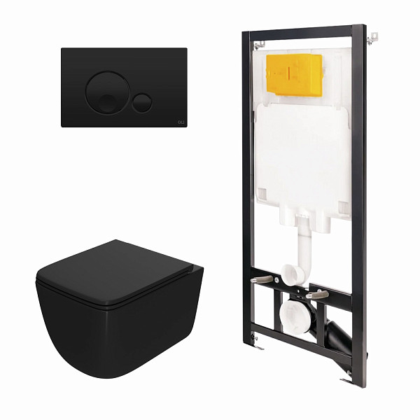 Сет: Инстал.OLI 80 ECO +панель Globe черн., OLI+Унитаз Point Меркурий, чёрный