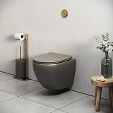 Унитаз GR-4455GSMS Color (485*365*360) ХАКИ МАТОВЫЙ подвесной БЕЗОБОДКОВЫЙ с тонкой крышкой