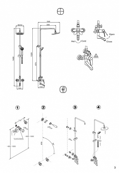 Душевая колонна со смесителем для ванны Bravat Eco F6111147C-A-RUS