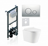 Комплект KOLLER POOL для монтажа  подвесного унитаза: Инсталляция Alcora ST 1200 с клавишей TWIN Chrome, Унитаз ORION Rimless, сиденье дюропласт: SoftClose, Take Off, антибактериальное покрытие, система «Антивсплеск»