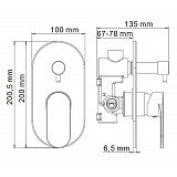 Смеситель для ванны и душа Wasserkraft Elbe 7441