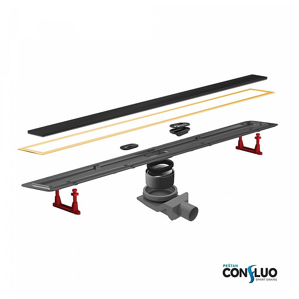 Душевой лоток Pestan Confluo Premium Line 450 Black Glass Gold