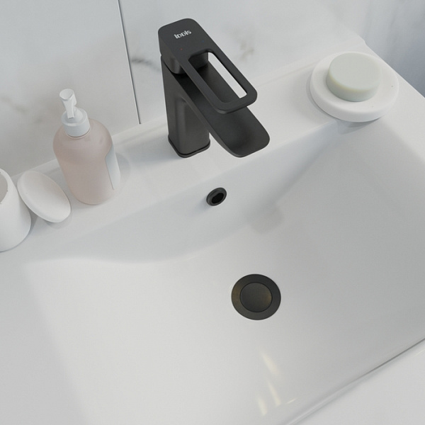 Выпуск для умывальника с переливом, черный матовый, Slide, IDDIS, SLIB000i88