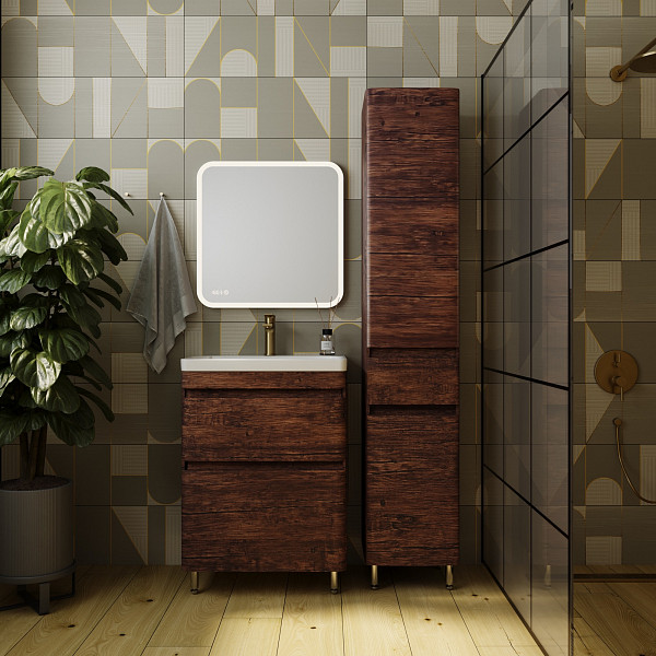 Тумба напольная Style line Атлантика 60, Люкс старое дерево, под раковину, PLUS