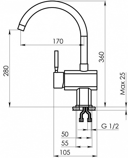 ST-31, ГРАФИТ, СМЕСИТЕЛЬ КУХОННЫЙ