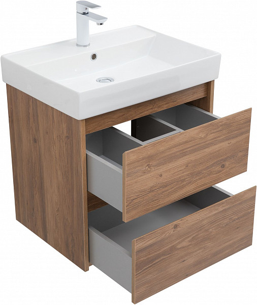 Тумба под раковину Aquanet Nova Lite 60 дуб шоколадный (2 ящика) 00287879