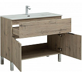 Тумба под раковину Aquanet Алвита New 100 1 ящик, 2 дверцы, дуб веллингтон белый 00277557