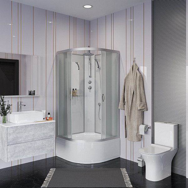 Душ.каб. NG-2309-14BKT (1000х1000х2100-2400) высокий поддон(40см) стекло МАТОВОЕ 4 места