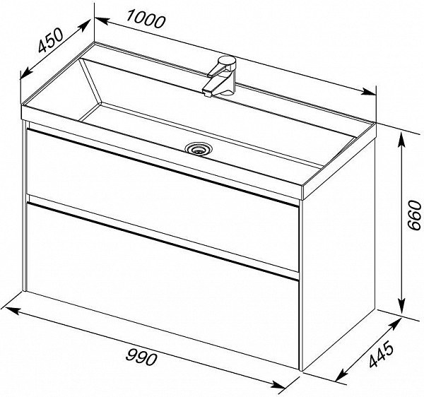 Тумба под раковину Aquanet Гласс 100 белый 00235664