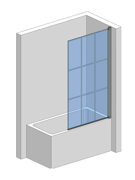 Шторка  на ванну AQUAme 800*1400мм., стекло 6мм, цвет профиля матовый черный. Вертикальные и горизонтальные декоративные линии.