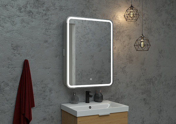 Зеркало-шкаф Континент "Elliott LED" 600х800 правый с розеткой