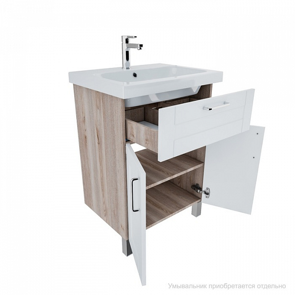 Тумба напольная, 60 см, белая/под дерево, New Sena, IDDIS, NSE60W2i95