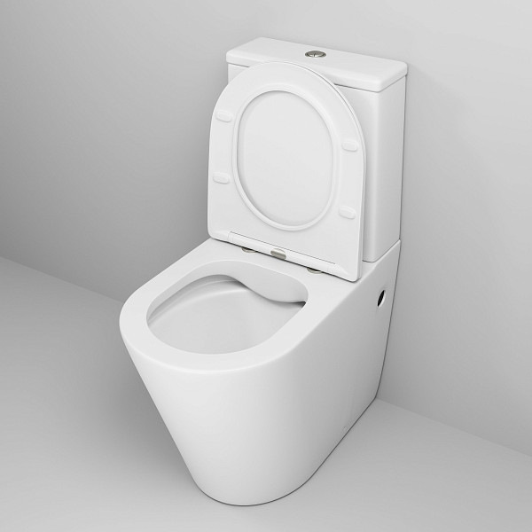 Унитаз GR-4480MS Color (620*365*810) БЕЛЫЙ МАТОВЫЙ напольный БЕЗОБОДКОВЫЙ с тонкой крышкой, 2 места