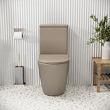 Унитаз GR-4480BRLMS Color (620*365*810) СВЕТЛО-КОРИЧНЕВЫЙ МАТОВЫЙ напольный БЕЗОБОДКОВЫЙ, 2 места