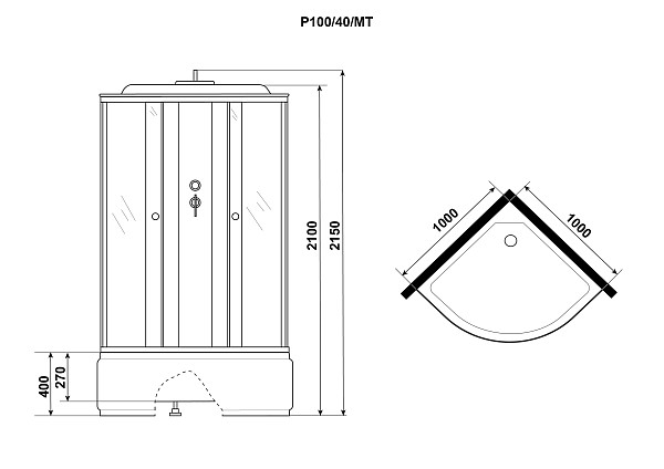 Душ.каб. Niagara Promo P100/40/MT (1000х1000х2150) 4 места