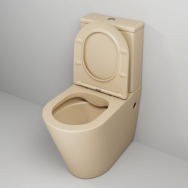 Унитаз GR-4480BEMS Color (620*365*810) БЕЖЕВЫЙ МАТОВЫЙ напольный БЕЗОБОДКОВЫЙ, 2 места