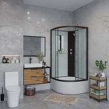 Душ.каб. NG-6708-14BK (900х900х2000) высокий поддон(40см) стекло ПРОЗРАЧНОЕ черные профиля 4 места