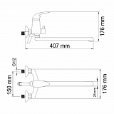 Смеситель для ванны с длинным изливом Wasserkraft Isen 2602L