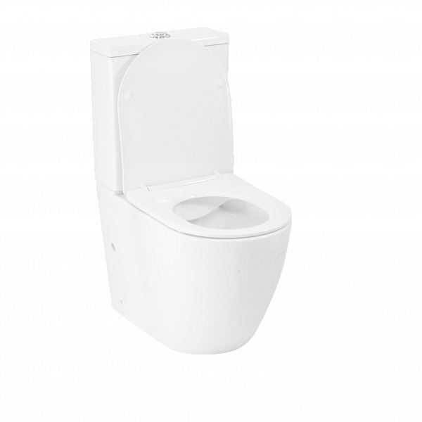 Унитаз-компакт Esfera белый, горизонтальный выпуск,двух режимный слив 3/6 литров, в комплекте с быстросьемным сиденьем микролифт, дюропласт Selena E011WG