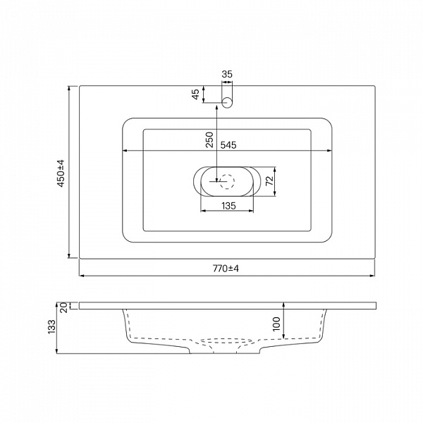 Умывальник мебельный 80 см, 450, IDDIS, 4508000i28