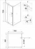 Душ.ограждение NG-83-8AB-A90B (80*90*190) прямоугольник, дверь распашная, 2 места