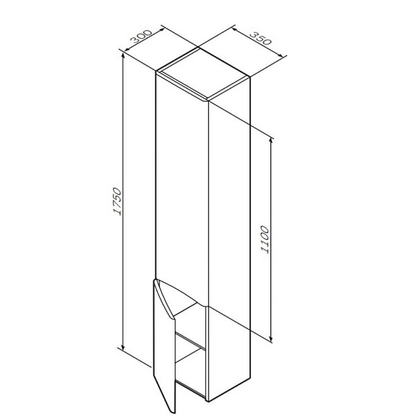 M80CHL0356WG Like, шкаф-колонна, подвесной, левый, 35 см, двери, белый, глянец, шт
