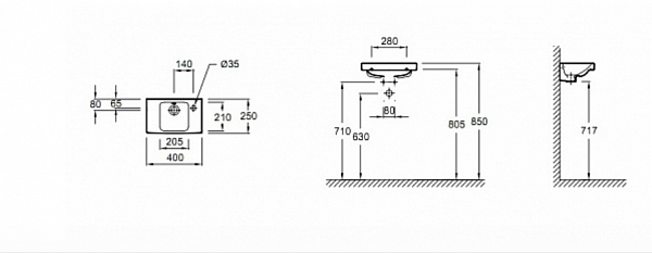 Раковина Jacob Delafon Odeon Up 40х25 см E4799G-00 правая