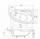 Акриловая ванна Besco Cornea 140x80 WAC-140-NP Правая