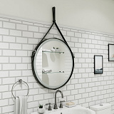 Зеркало Континент "Millenium Black Led" D 650 на ремне из натуральной кожи черного цвета