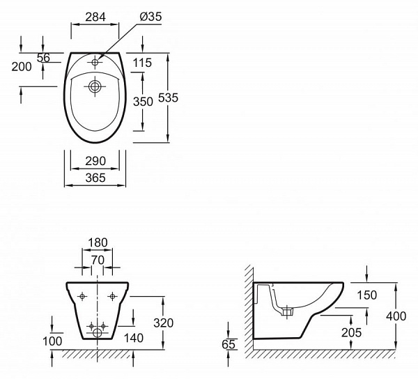 Биде подвесное Jacob Delafon Patio E4189-00