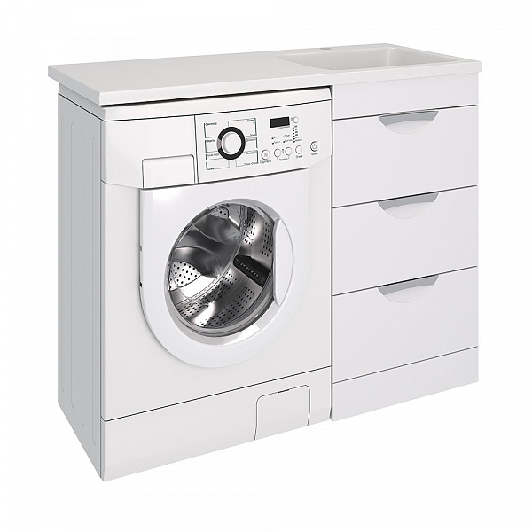 Тумба МИЛЛИ 1200 с 3 ящиками к умывальнику Камила 1200 над стиральной машиной
