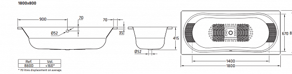Стальная ванна BLB Duo comfort 180x80 B80D HG
