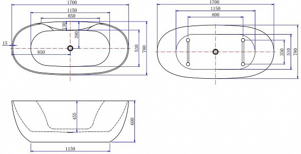 Акриловая ванна Aquanet Family Sweet 1700x780 155778MW Matt Finish 155778MW