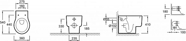 Унитаз напольный приставной Jacob Delafon Formilia Viragio E4772-00 сиденье с микролифтом, под скрытый бачок