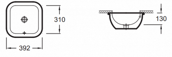 Встраиваемая раковина Jacob Delafon Vox  39,2х39,2 см EYE102-00