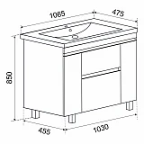 Тумба Emmy Джерси 105 с раковиной Оскар
