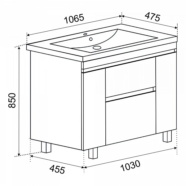 Тумба Emmy Джерси 105 с раковиной Оскар