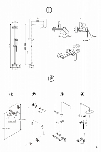 Душевая колонна со смесителем для душа Bravat Opal F9125183CP-A-RUS