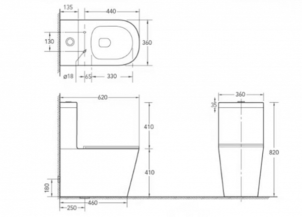 Унитаз-компакт Circulo белый, горизонтальный выпуск,двух режимный слив 3/6 литров, в комплекте с быстросьемным сиденьем микролифт, дюропласт Selena C011WG