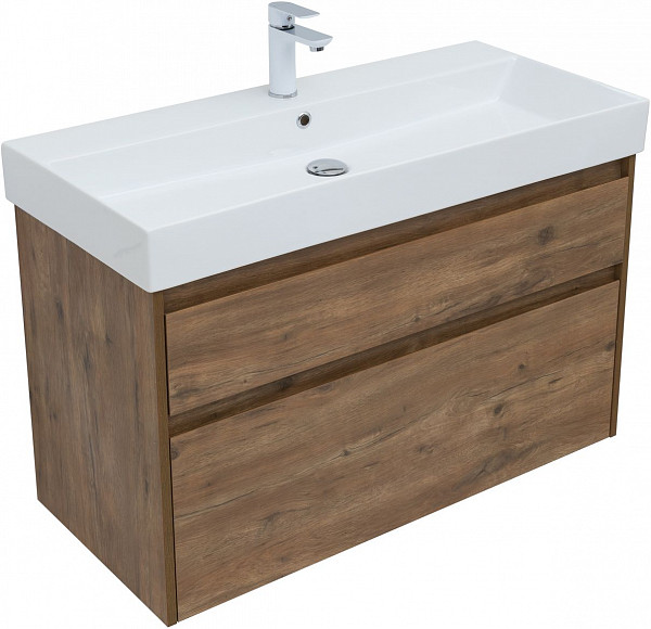 Тумба под раковину Aquanet Nova Lite 100 (SLIM SYNERGY) дуб рустикальный, 2 ящика 00249957