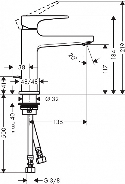 Смеситель для раковины Hansgrohe Metropol 100 74502000