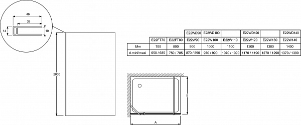 Душевая стенка Jacob Delafon Contra 80х200 см E22FT80-GA