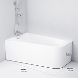 W72A-160L100W-A2 Ванна акриловая spirit  ассиметричная 160x100, без слива/перелива, левосторонняя