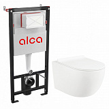 Система инсталляцийEsfera: инсталяция,унитаз подвесной безободковый, сиденье дюропласт , микролифт , быстросьемное Selena E001WG/AM101