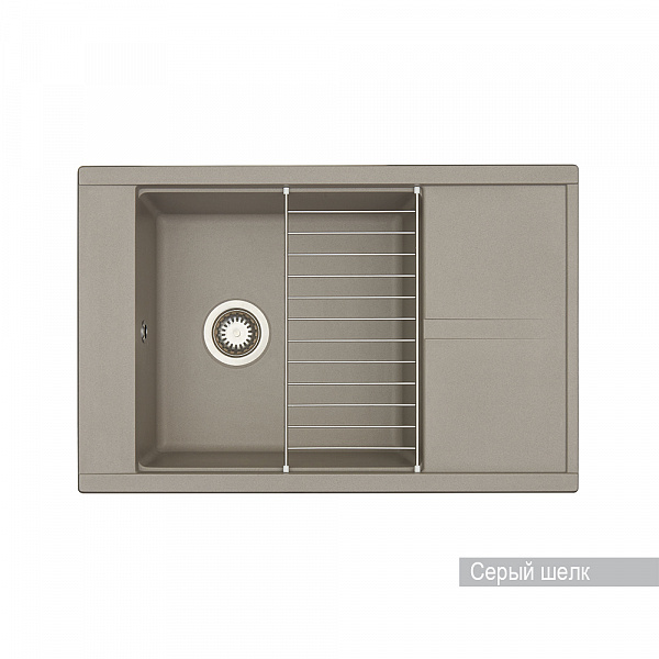 Мойка для кухни Aquaton Делия 78 прямоугольная с крылом серый шелк 1A715132DE250